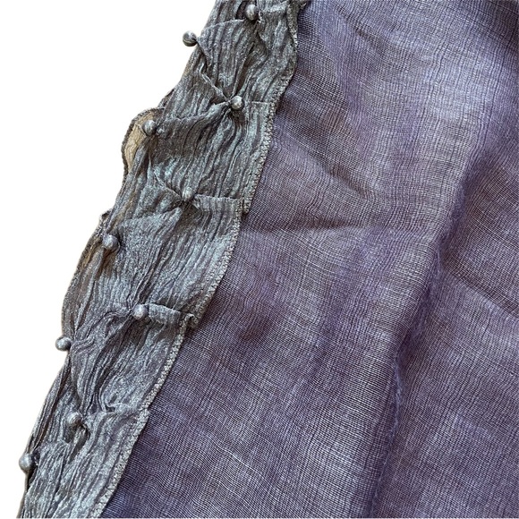 Accessories - Shawl scarf summer weight purple with added ruched edging and added beads.